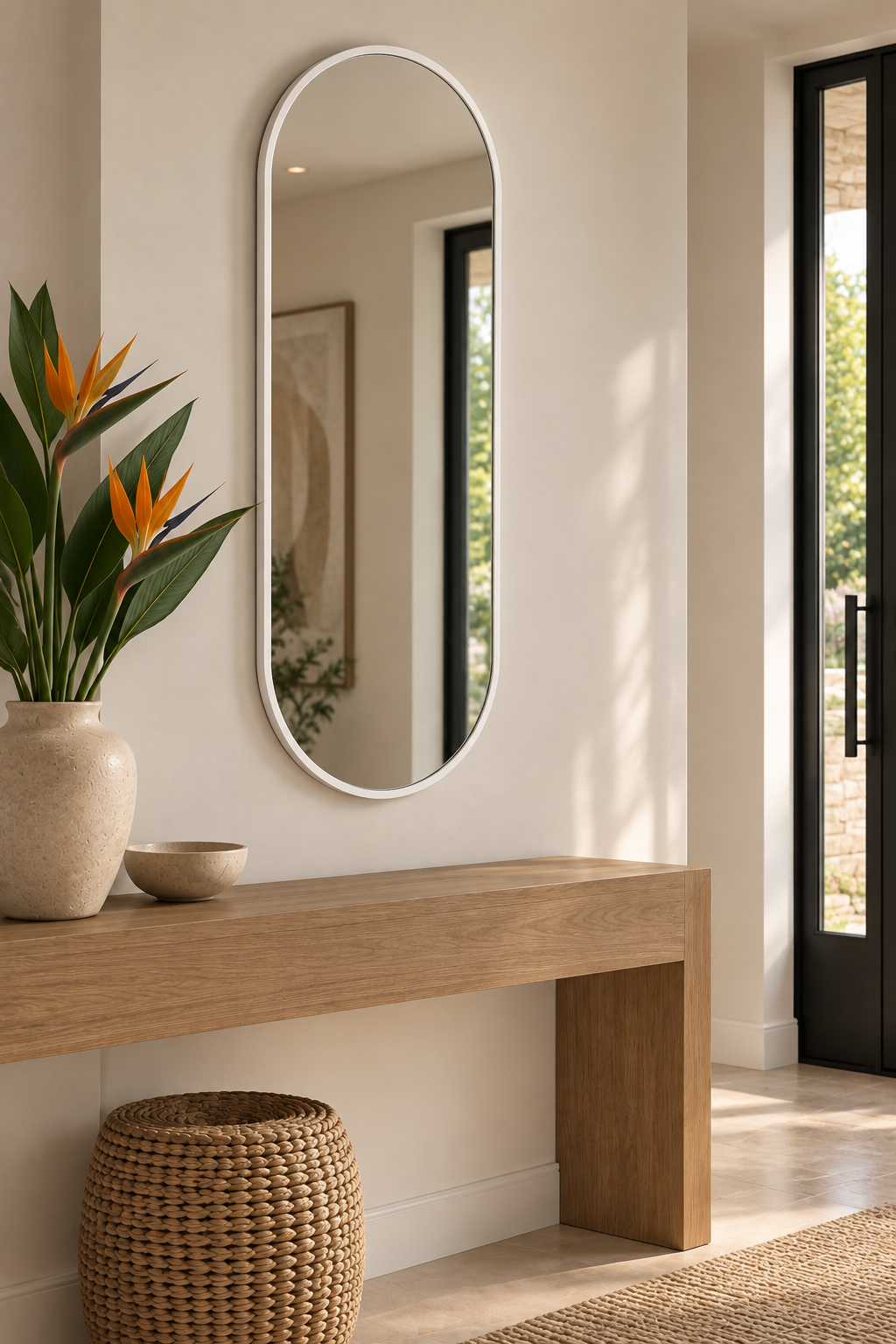 100 x 55 cm Pill Shaped Aluminium Mirror