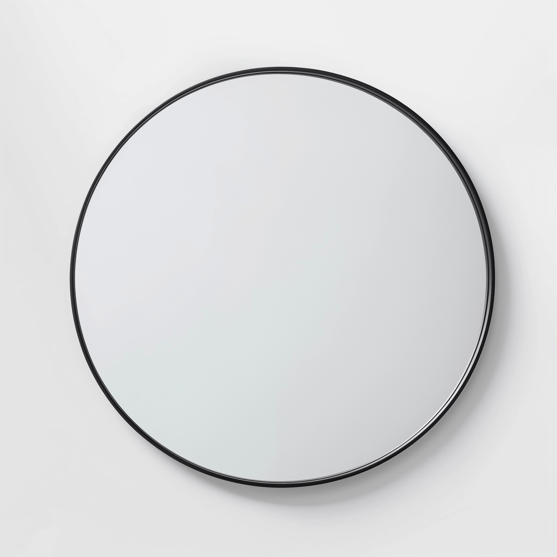 Minimalist 120cm Round Duo Mirror with black aluminium frame, designed for modern and stylish home interiors.