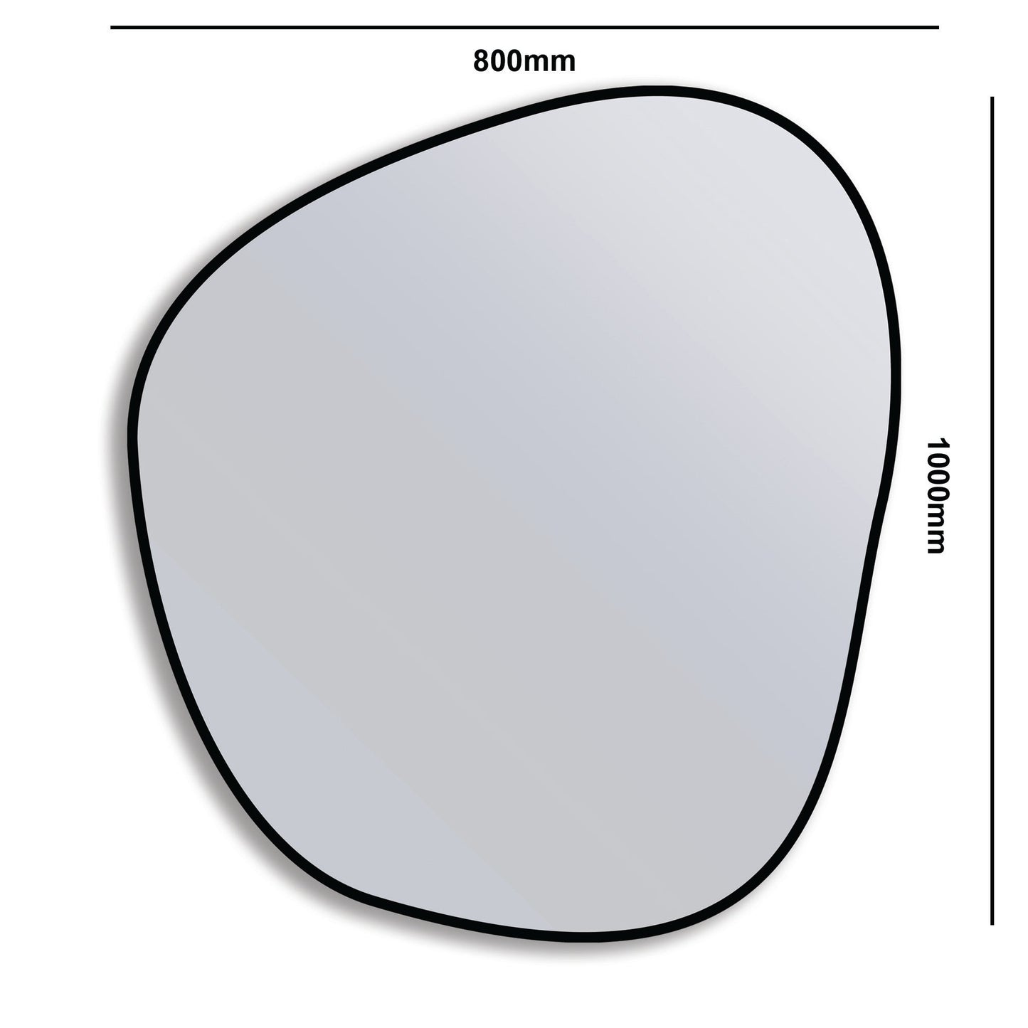 Black-framed Organic 100x88 Duo mirror with 800mm x 1000mm size, perfect for modern and sustainable interiors.
