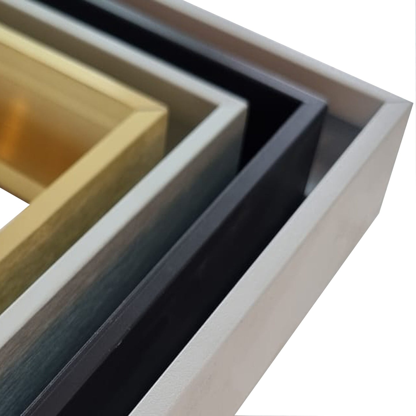 Close-up of Rectangular Aluminium Mirror - Wall Mirror | 60x90 cm, Thin Frame showing frame color options: gold, silver, black, and white.