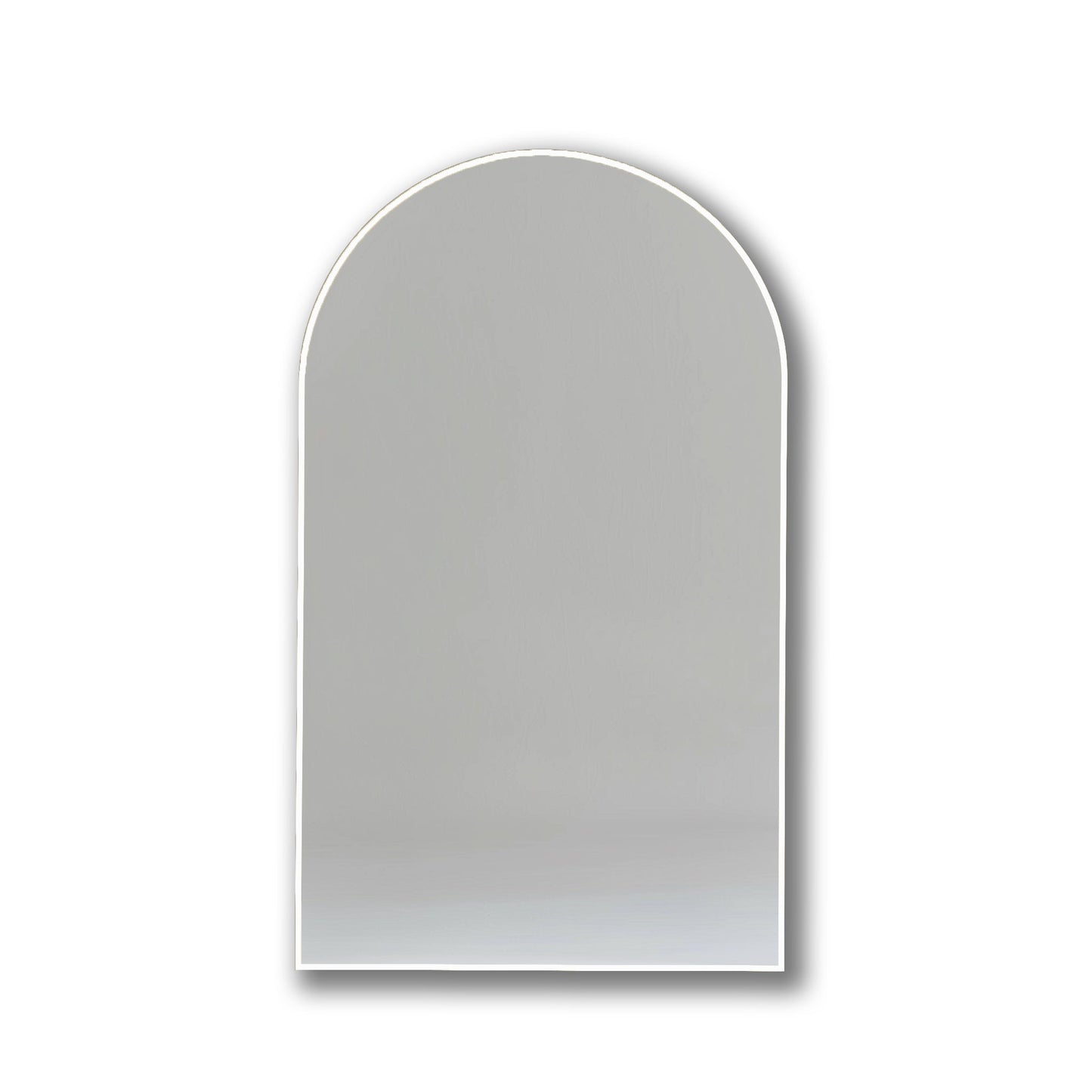 White-framed Arch Aluminium Mirror 60x90. Clean, minimalist design complements contemporary and Scandinavian-style interiors.