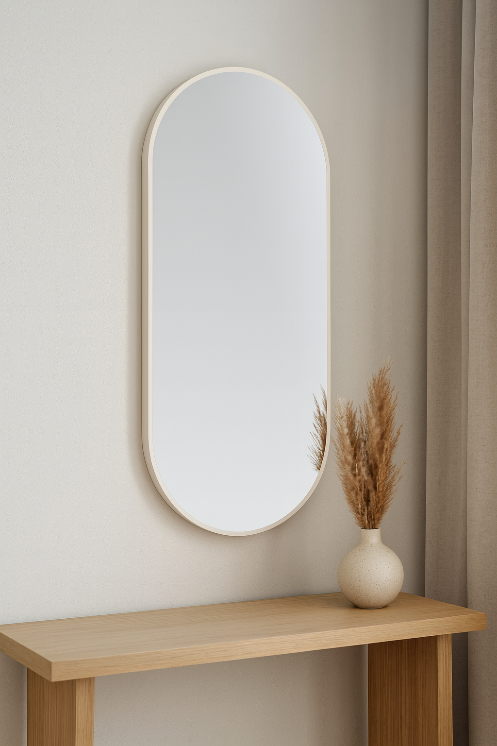 100 x 55 cm Pill Shaped Aluminium Mirror
