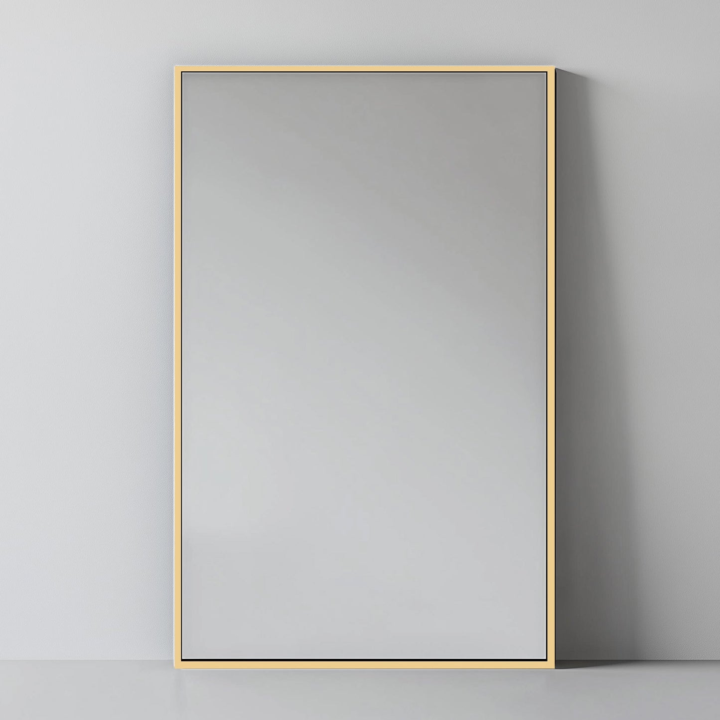 Rectangular Aluminium Mirror - Wall Mirror | 60x90 cm, Thin Frame in gold finish, offering a luxurious accent to modern interiors.