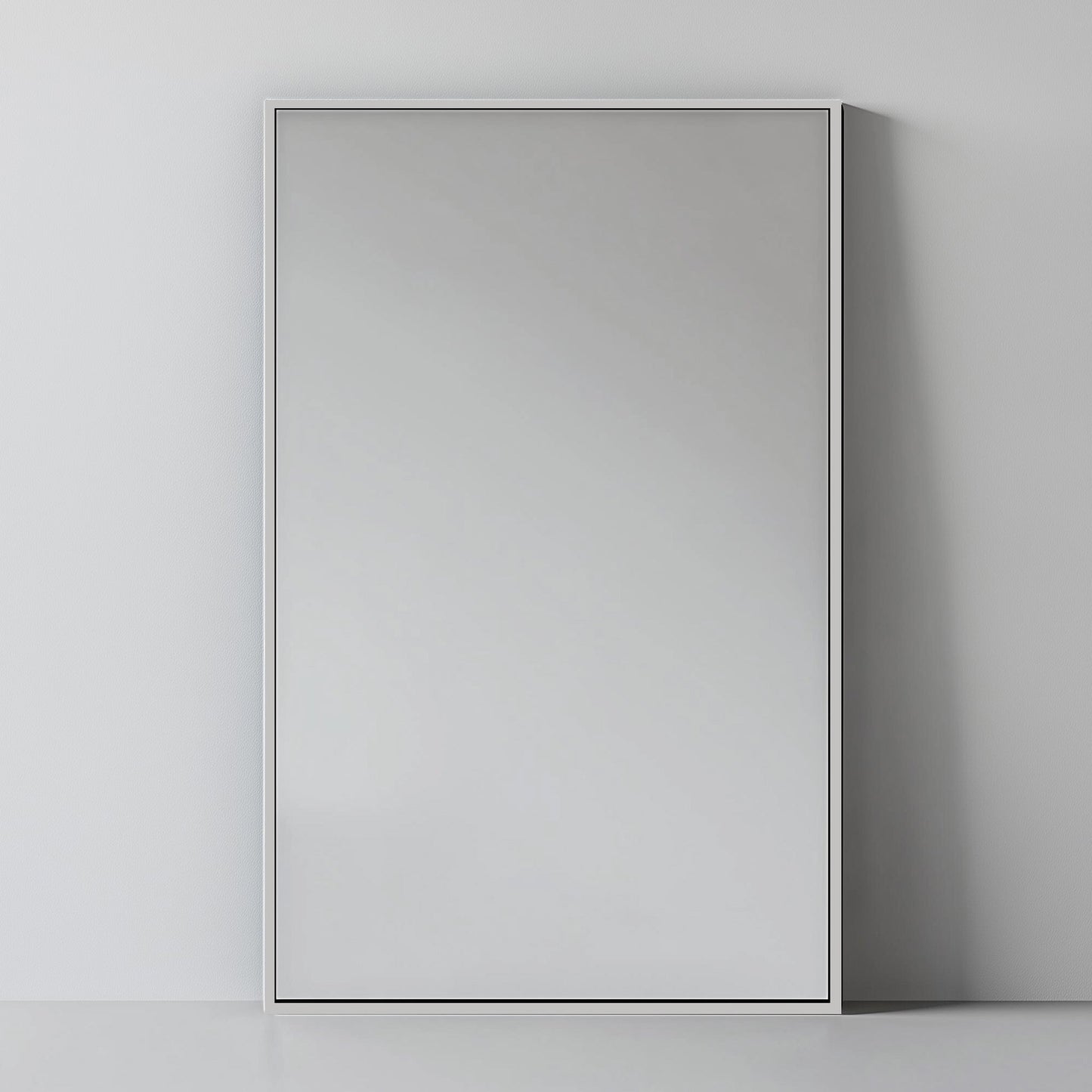 Rectangular Aluminium Mirror - Wall Mirror | 60x90 cm, Thin Frame in brushed silver, ideal for minimalist and modern home decor themes.