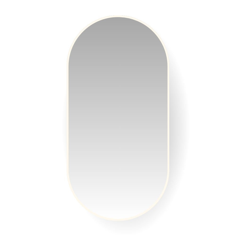 Pill 80 x 45 Duo mirror with white frame on white background, ideal for bright, minimalist interior styling.