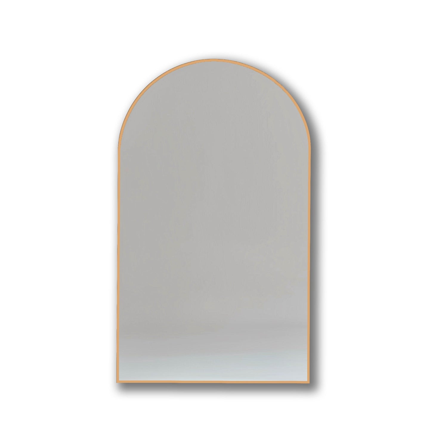 Bronze-framed Arch Aluminium Mirror 60x90. Warm metallic tone adds sophistication to modern home decor.
