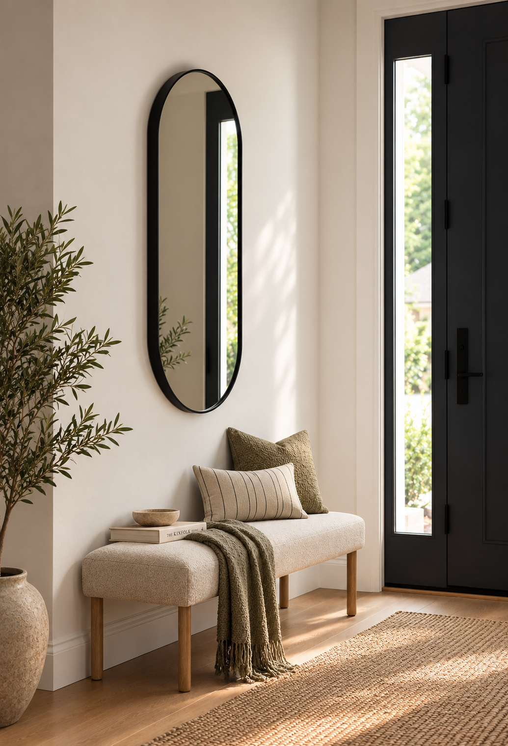100 x 55 cm Pill Shaped Aluminium Mirror