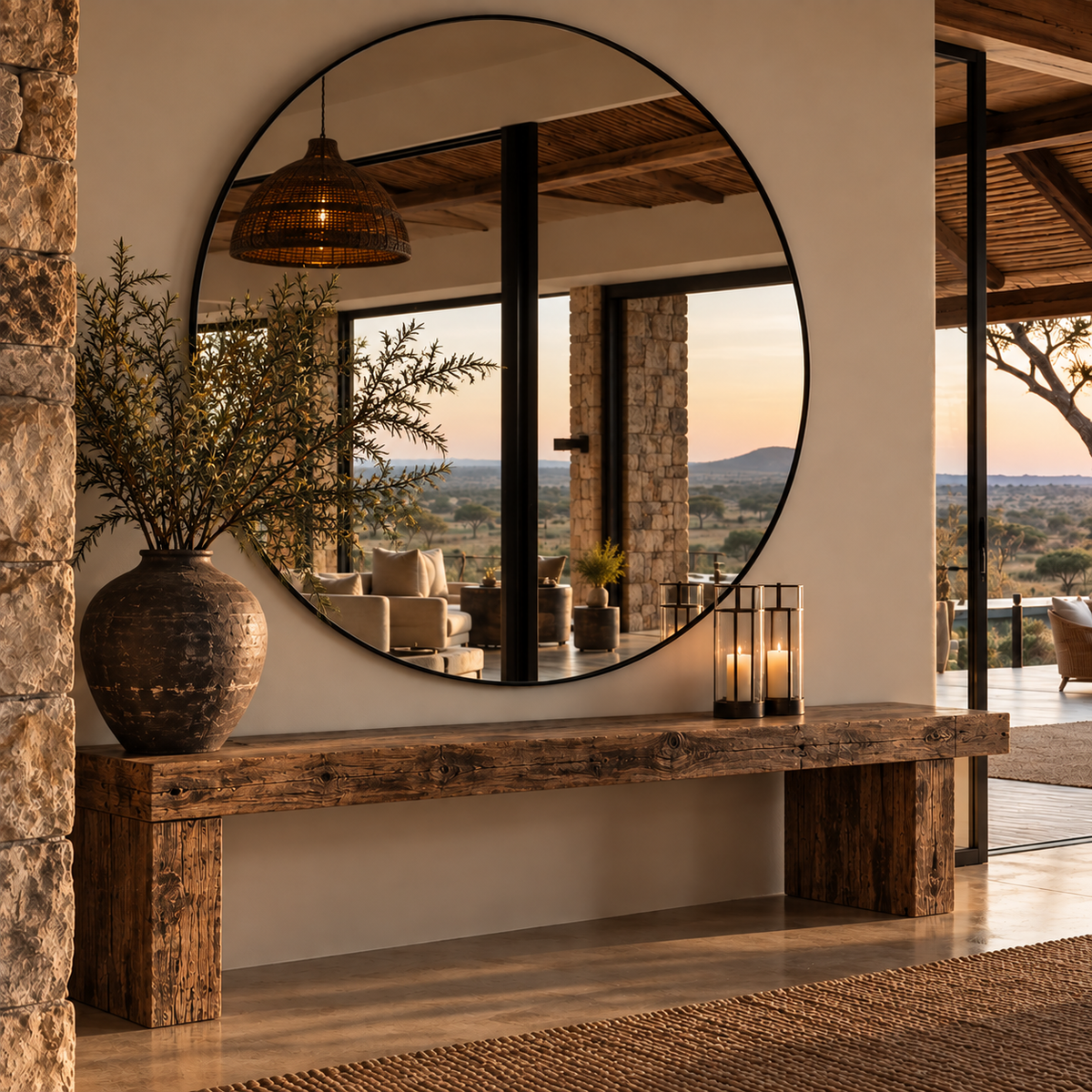 140cm Round Aluminium Mirror