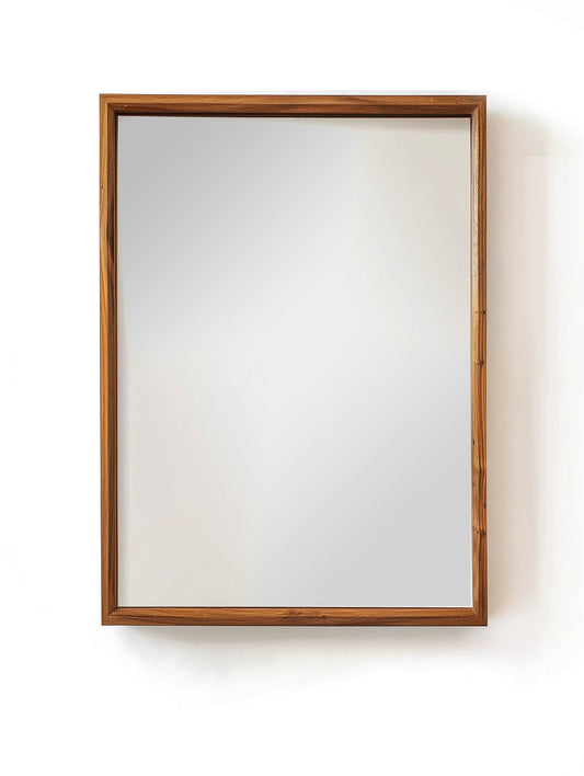 60 x 90 Wooden Kiaat Mirror with rectangular African hardwood frame, showcasing a minimalist design for modern home decor.