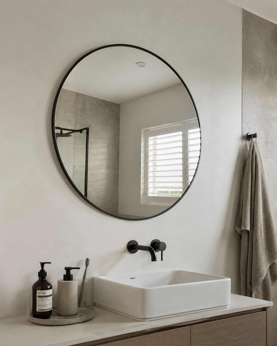 90cm Round Aluminium Mirrors