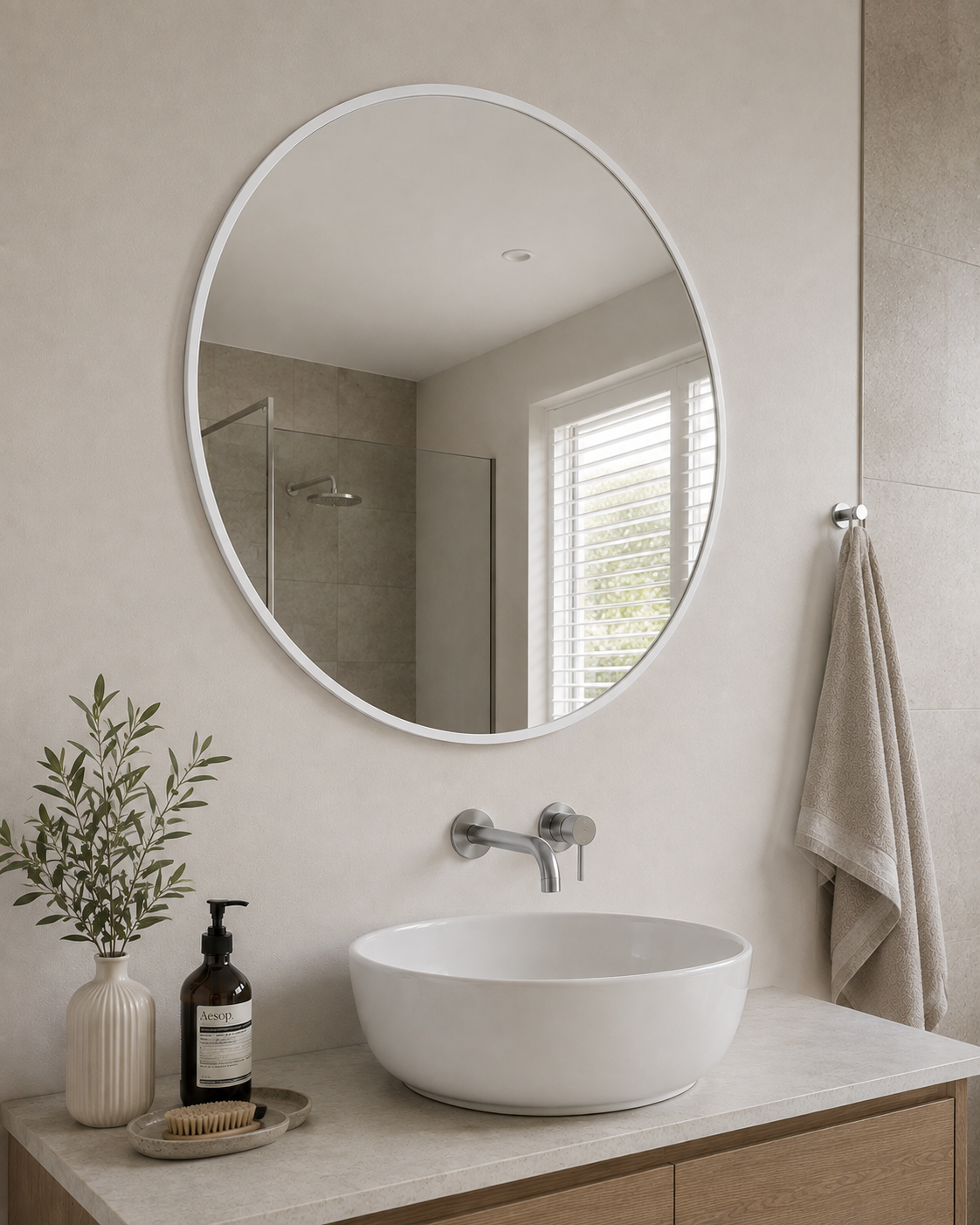 90cm Round Aluminium Mirrors