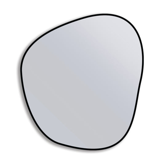 Single Organic 100x88 Duo mirror with black frame, showcasing eco-friendly freeform design ideal for minimalist decor.