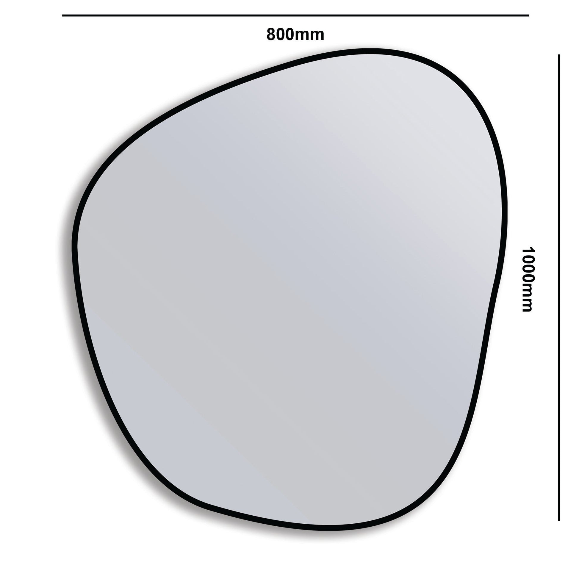 Black-framed Organic 100x88 Duo mirror with 800mm x 1000mm size, perfect for modern and sustainable interiors.