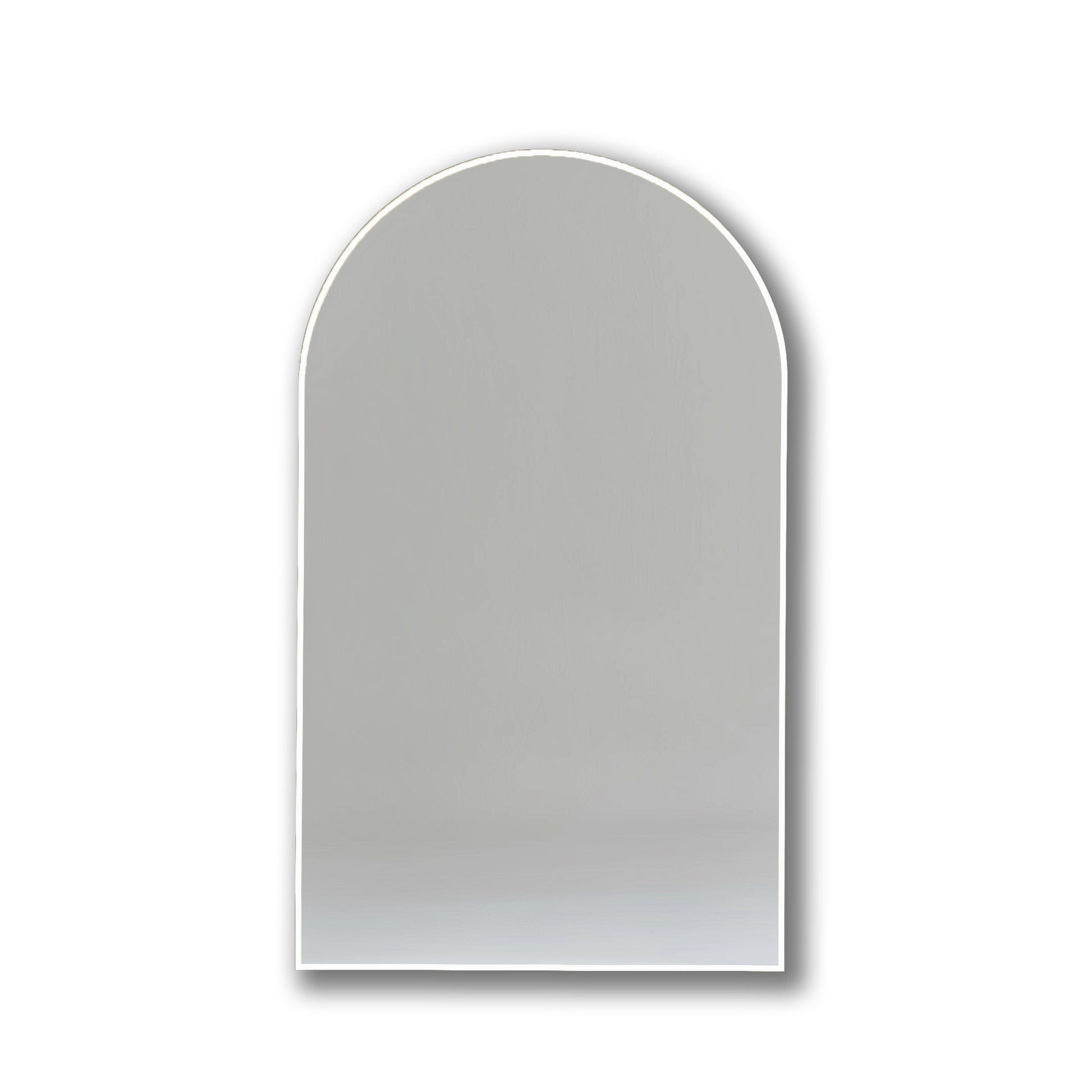 White-framed Arch Aluminium Mirror 60x90. Clean, minimalist design complements contemporary and Scandinavian-style interiors.