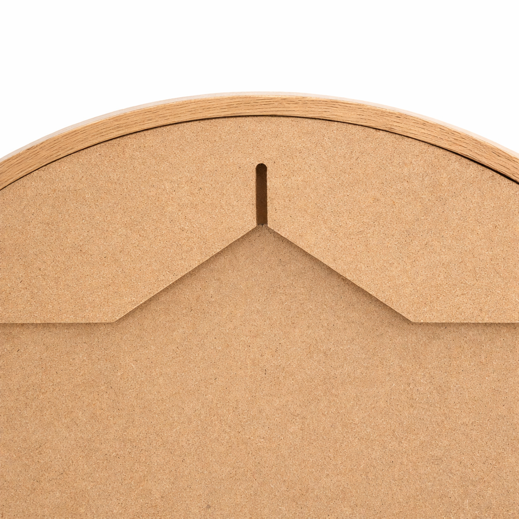 60cm Round Wooden Mirror - Oak