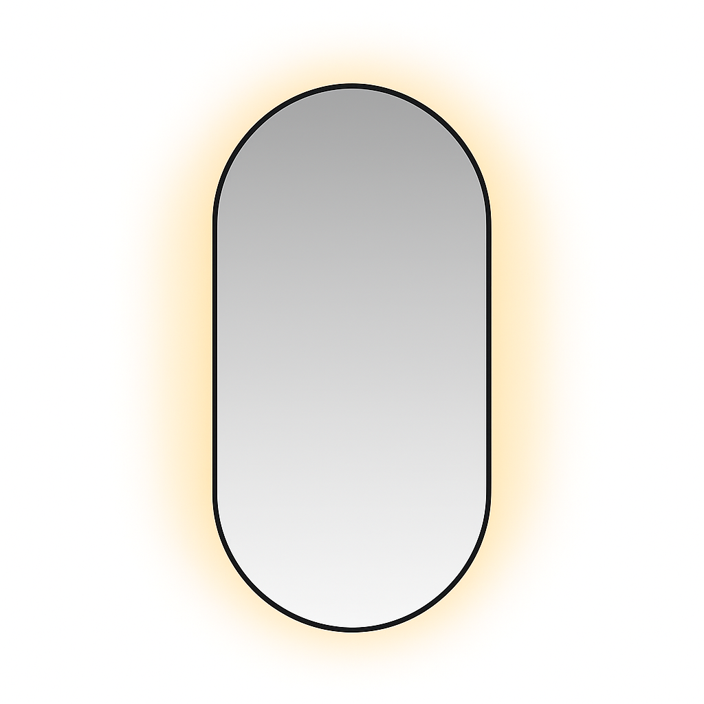 100 x 55 cm Pill Shaped Aluminium Mirror-LED