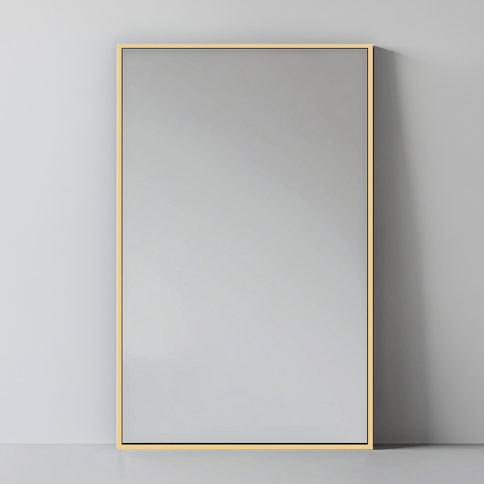 Rectangular Aluminium Mirror - Wall Mirror | 60x90 cm, Thin Frame in gold finish, offering a luxurious accent to modern interiors.