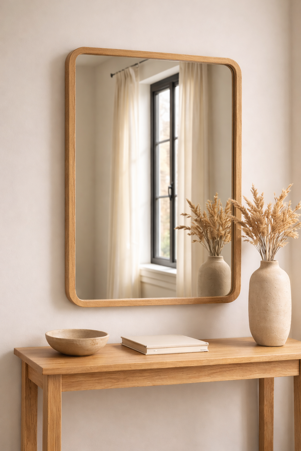 60 x 90 cm Rounded Rectangle African Walnut Mirror