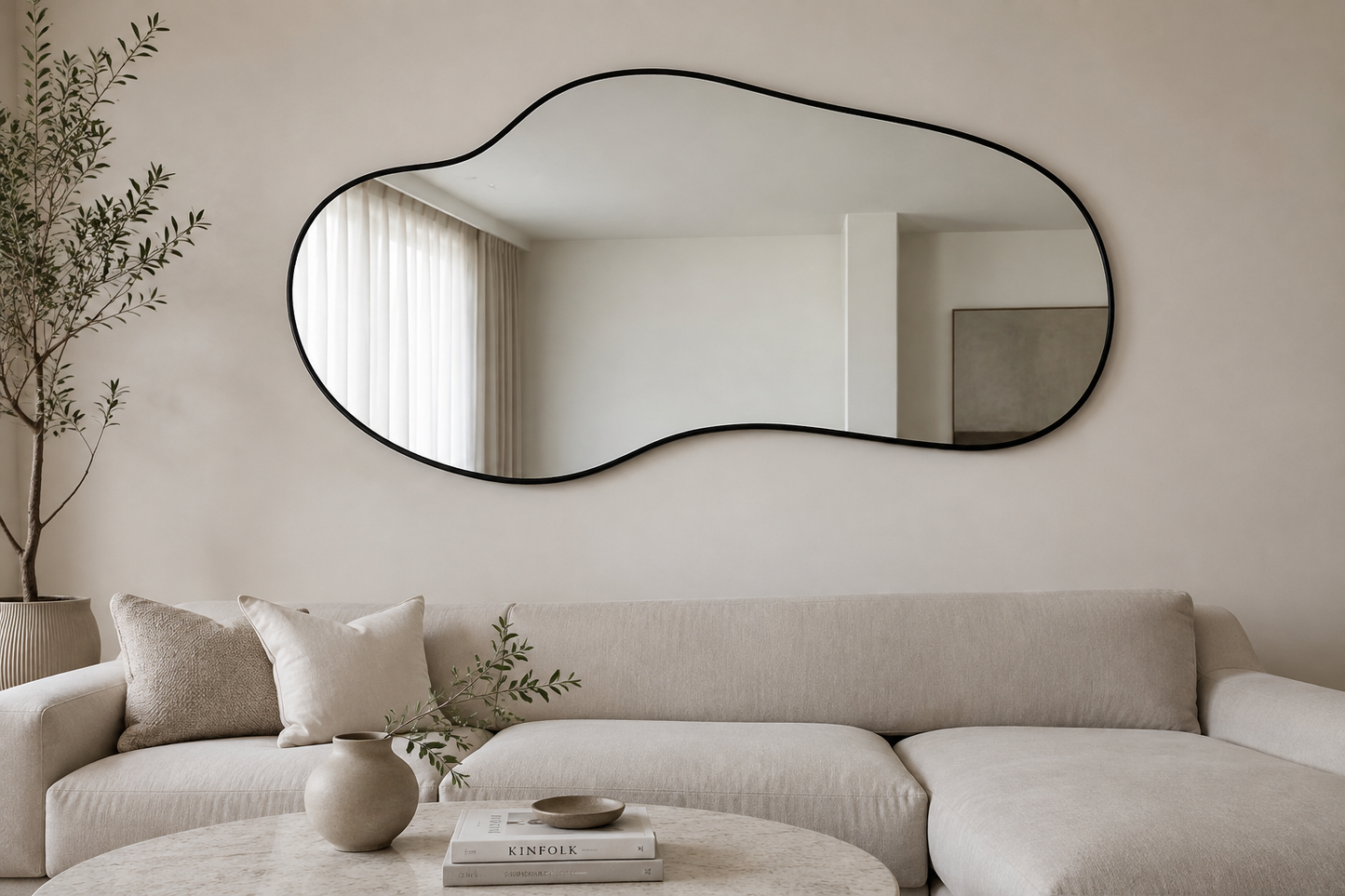 1545 x 908 Oblong Pebble Aluminium Framed Mirror