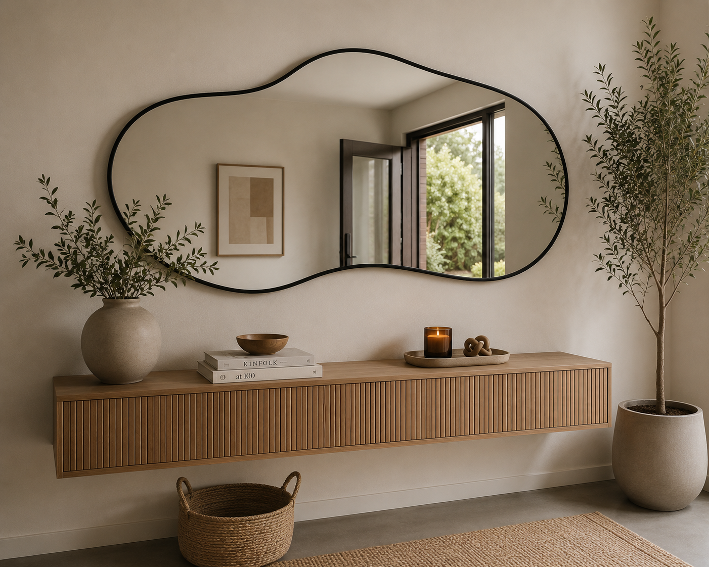 1545 x 908 Oblong Pebble Aluminium Framed Mirror