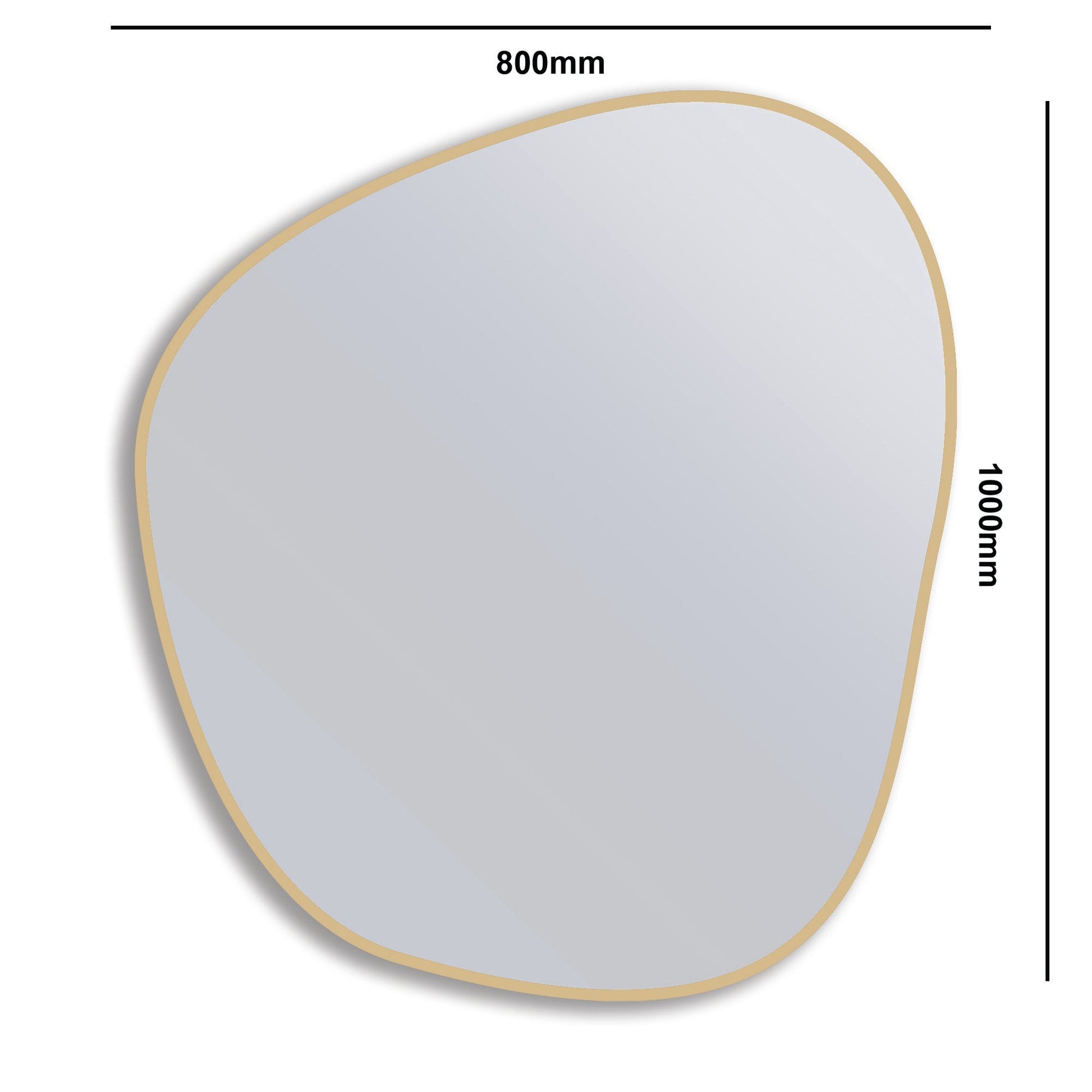 Organic 100x88 Duo mirror with gold frame and 800mm x 1000mm dimensions, blending eco-style with elegance.