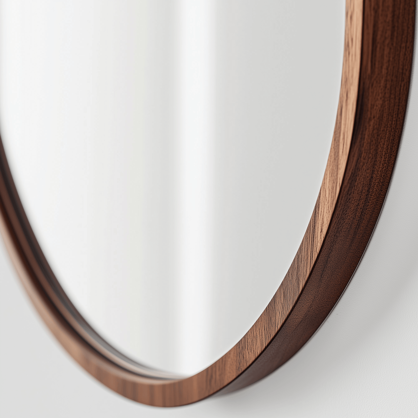 Close-up of 60cm Round Wooden Mirror - Kiaat showing detailed grain and craftsmanship of the solid African hardwood frame.